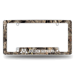 Minnesota Golden Gophers Mossy Oak 12" x 6" Chrome All Over Automotive License Plate Frame for Car/Truck/SUV