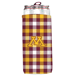 Minnesota Golden Gophers Plaid Insulated Slim Can Sleeve