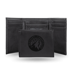 Minnesota Timberwolves Black Laser Engraved Faux Leather Trifold