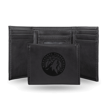 Minnesota Timberwolves Black Laser Engraved Faux Leather Trifold