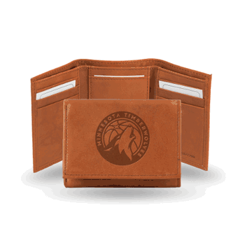 Minnesota Timberwolves  Brown Embossed Genuine Leather Tri-Fold Wallet