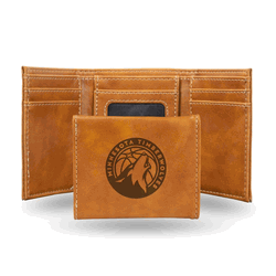 Minnesota Timberwolves Brown Laser Engraved Faux Leather Trifold