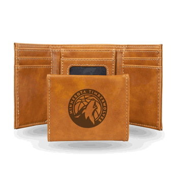 Minnesota Timberwolves Brown Laser Engraved Faux Leather Trifold