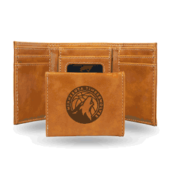 Minnesota Timberwolves Brown Laser Engraved Tri-Fold Wallet