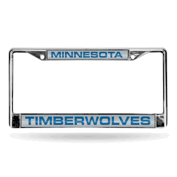 Minnesota Timberwolves Laser Chrome Frame - Silver Background With Royal Letters