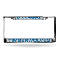 Minnesota Timberwolves Laser Chrome Frame - Silver Background With Royal Letters