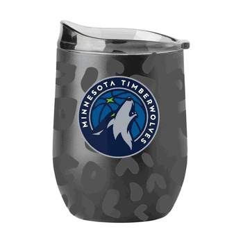 Minnesota Timberwolves Leopard 16oz Black Powdercoat Curved Beverage