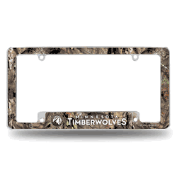 Minnesota Timberwolves Mossy Oak 12" x 6" Chrome All Over Automotive License Plate Frame for Car/Truck/SUV
