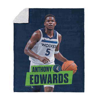 Minnesota Timberwolves NBA Anthony Edwards Silk Touch Sherpa Throw Blanket 50 x 60 inches