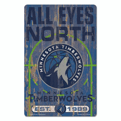 Minnesota Timberwolves Sign 11x17 Wood Slogan Design