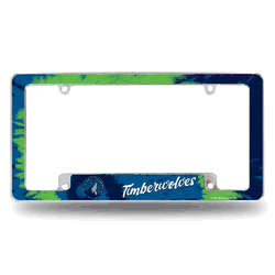 Minnesota Timberwolves Tie Dye 12" x 6" Chrome All Over Automotive License Plate Frame for Car/Truck/SUV