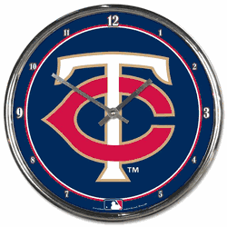 Minnesota Twins Clock Round Wall Style Chrome