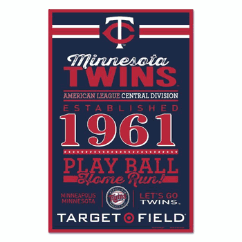 Minnesota Twins Sign 11x17 Wood Established Design