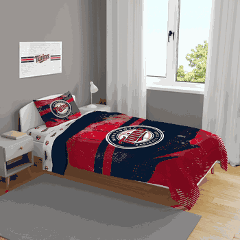 Minnesota Twins Slanted Stripe 4 PC Twin Bed in a Bag