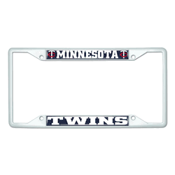 Minnesota Twins White Metal License Plate Frame - 6.25"x12.25"