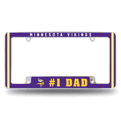 Minnesota Vikings #1 Dad 12" x 6" Chrome All Over Automotive License Plate Frame
