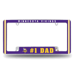 Minnesota Vikings #1 Dad 12" x 6" Chrome All Over Automotive License Plate Frame for Car/Truck/SUV