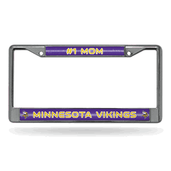 Minnesota Vikings #1 Mom 12" x 6" Silver Bling Chrome Car/Truck/SUV Auto Accessory