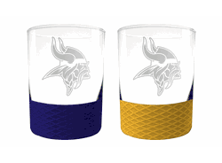 Minnesota Vikings 2pc Laser Etched Commissioner Rocks Glass Set