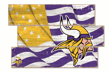Minnesota Vikings American Flag 3 Plank