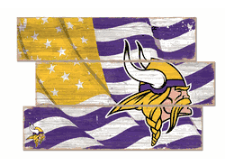 Minnesota Vikings American Flag 3 Plank