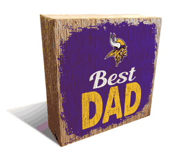 Minnesota Vikings Best Dad 6x6 Wood Block