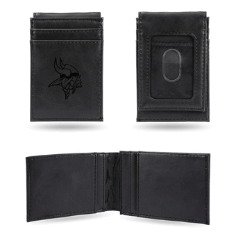 Minnesota Vikings Black Laser Engraved Front Pocket Wallet