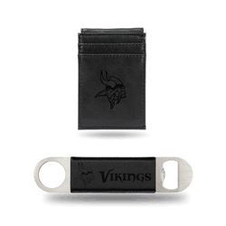 Minnesota Vikings Black Laser Engraved Front Pocket Wallet & Bar Blade