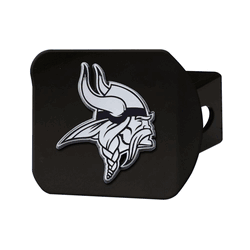 Minnesota Vikings Black Metal Hitch Cover with Metal Chrome 3D Emblem