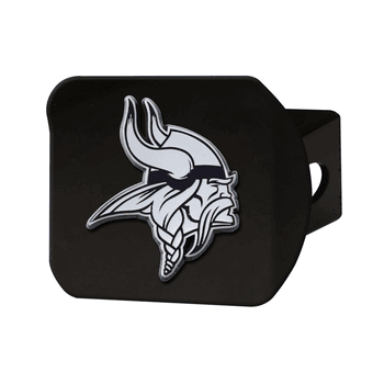 Minnesota Vikings Black Metal Hitch Cover with Metal Chrome 3D Emblem