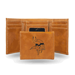 Minnesota Vikings Brown Laser Engraved Tri-Fold Wallet