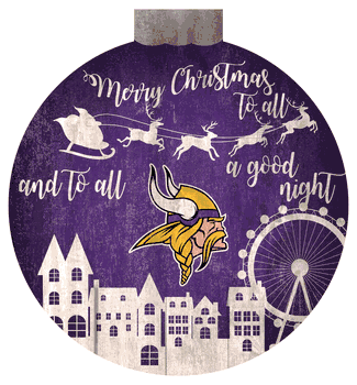 Minnesota Vikings Christmas Village 12in Wall Art