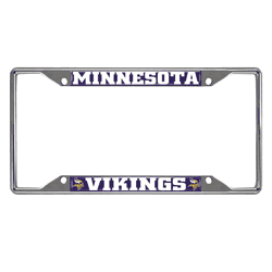 Minnesota Vikings Chrome Metal License Plate Frame, 6.25in x 12.25in