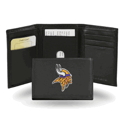 Minnesota Vikings  Embroidered Genuine Leather Tri-fold Wallet 3.25" x 4.25" - Slim