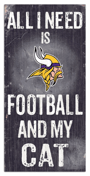Minnesota Vikings Football and My Cat 6x12 Sign
