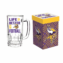Minnesota Vikings Glass 18oz Tankard Boxed