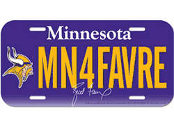Minnesota Vikings License Plate Plastic Brett Favre Design CO