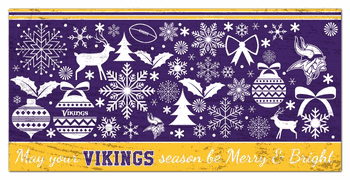 Minnesota Vikings Merry and Bright 6x12 Sign