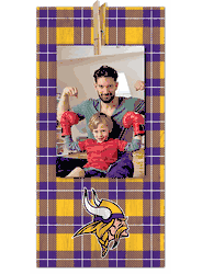 Minnesota Vikings Plaid Clothespin 6x12 Sign