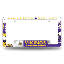 Minnesota Vikings Primary 12" x 6" Chrome All Over Automotive License Plate Frame
