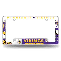 Minnesota Vikings Primary 12" x 6" Chrome All Over Automotive License Plate Frame for Car/Truck/SUV