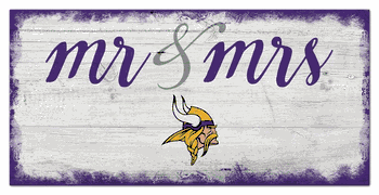 Minnesota Vikings Script Mr & Mrs 6x12 Sign