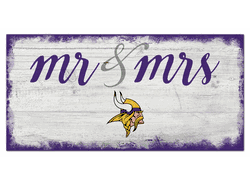 Minnesota Vikings Script Mr & Mrs 6x12 Sign