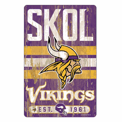 Minnesota Vikings Sign 11x17 Wood Slogan Design