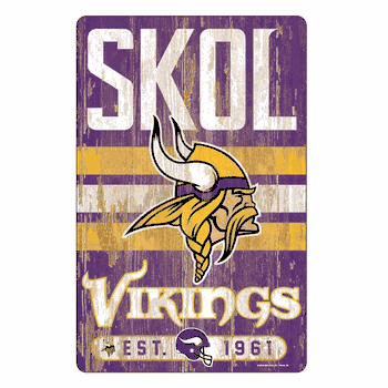 Minnesota Vikings Sign 11x17 Wood Slogan Design