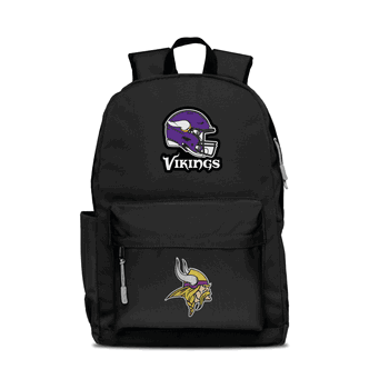 Minnesota Vikings Two-Logo Campus Backpack, Black, with Gray Zipper