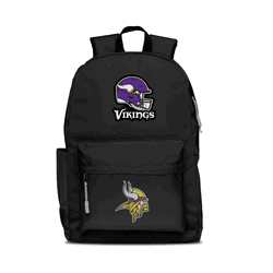 Minnesota Vikings Two-Logo Campus Backpack, Black, with Gray Zipper