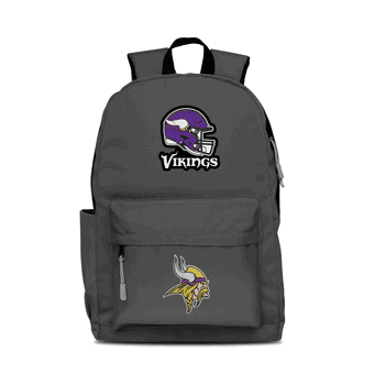 Minnesota Vikings Two-Logo Campus Backpack, Gray, with Gray Zipper