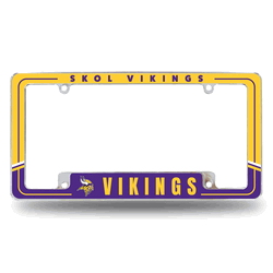 Minnesota Vikings Two-Tone 12" x 6" Chrome All Over Automotive License Plate Frame