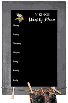 Minnesota Vikings Weekly Chalkboard with frame & clothespins 11x19 Sign